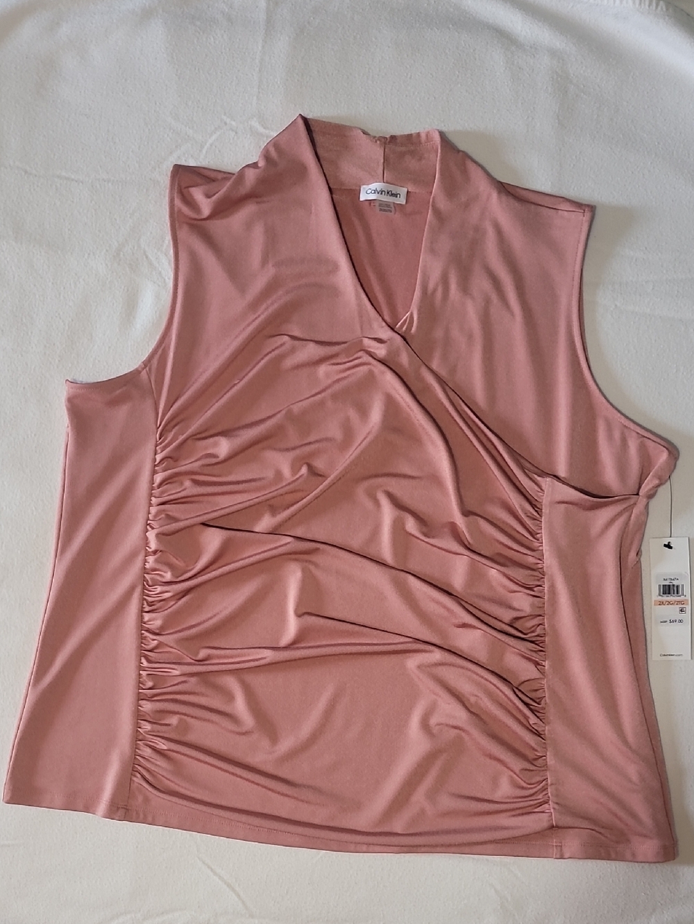 Calvin Klein Womens NWT Sleeveless Top Ruched Blouse Size 2X